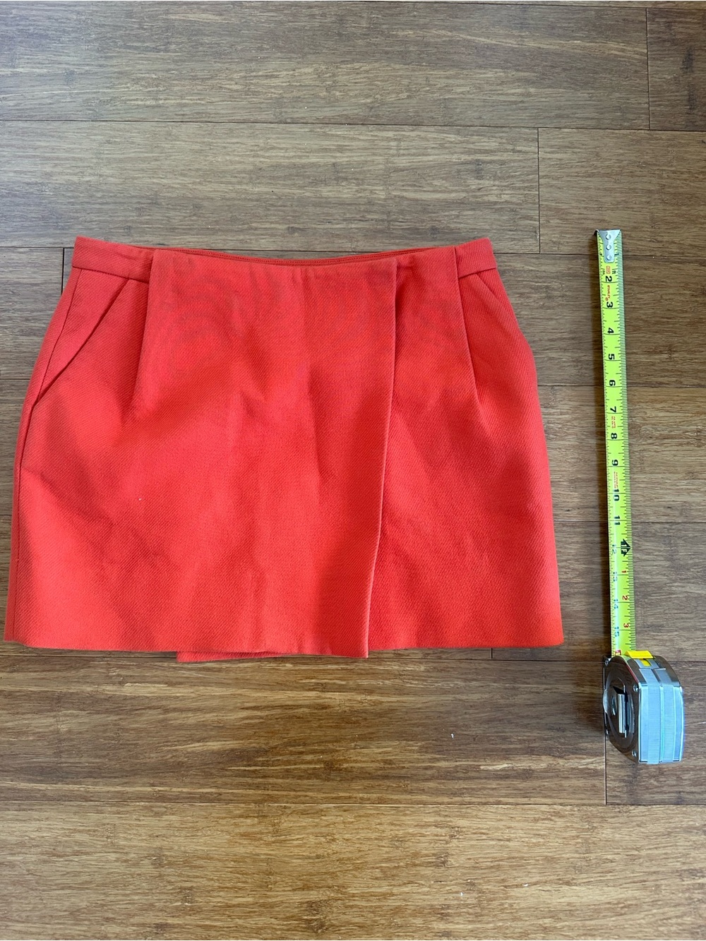 Diane Von Furstenberg Coral-Red Mini Skirt with Front Panel